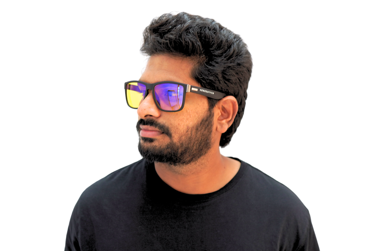 Blue light blocking glasses day time, computer, yellow, biohacking, India