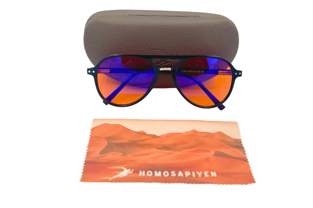 Blue light blocking glasses night time, sleep, red, orange, biohacking, India